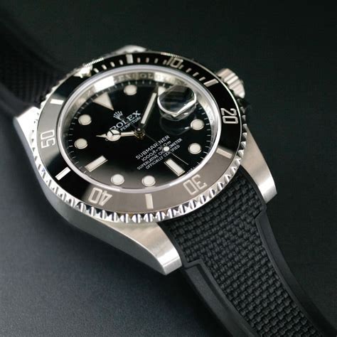 rolex with black strap|rolex rubber strap with clasp.